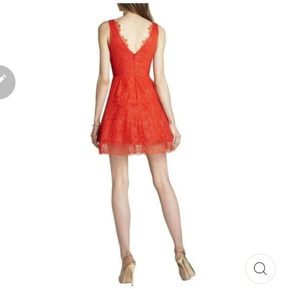 BCBGMAXAZRIA poppy Red lace tiered Dress - Picture 2 of 5